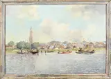 H. Roeming, Hollands riviergezicht, Olieverf op linnen