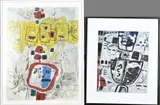 Twee werken van Henri de Wolf, 2x Abstract, Gemengde techniek op papier