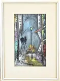 H. Barczynski, Figuren in straat Parijs, Pastel op papier