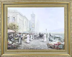 J.J. Hovener, Parijs stadsgezicht, Olieverf op linnen