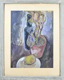 Piet Franz, Stilleven met fles, Gouache op papier