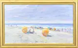 K. Alee, Strandgezicht met figuren, Olieverf op linnen