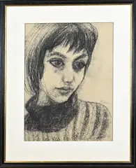Paul Citroen, Portret van meisje, Houtskool op papier