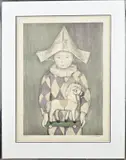 P. Smolders, Jongen met speelgoedpaard, Lithografie