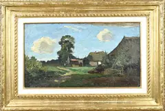 Andries Verleur, Gezicht op boerderij, Olieverf op paneel