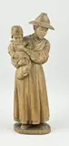 Gestoken sculptuur, H 42 cm., Oud fruithout gestoken figuur