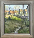 Louis Willem van Soest, Gezicht op dorp met berkenbomen, Olieverf op paneel