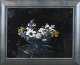 Harm Kamerlingh Onnes, Pronkschaal met bloemen, Olieverf op board
