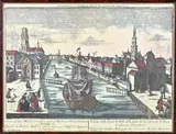 Optica prent, Maashaven, 18e Eeuwse Optica gravure van Rotterdam