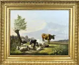 Johannes Rentinck, Hollands landschap met knotwilg, vee en herder, Olieverf op linnen