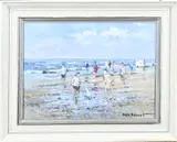 A.F. van Noort, Strandgezicht Zandvoort, Olieverf op paneel