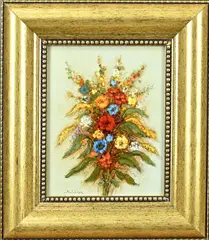Boeket bloemen by Gerard Nijland, Olieverf op paneel, offered Oct 2024