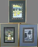 Drie Oosterse gouaches, Figuren in landschap, Drie Oosterse gouaches