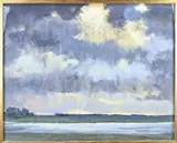 Johan ter Reehorst, Riviergezicht bij avond, Pastel op papier