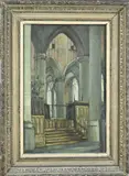 G. Polder, Kerkinterieur, Olieverf op linnen