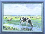 K. Alee, Landschap met koeien, Olieverf op linnen