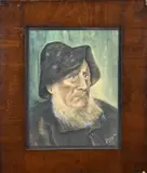 Johanna van Wisse, Visser met baard, Aquarel op papier