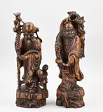 2x Chinees gestoken beeld, Godheden