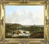A.H. Winter, Panoramisch landschap, Olieverf op paneel