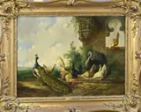 Albertus Verhoesen, Landschap met pluimvee, Olieverf op linnen