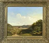 Th. Scharner, Panoramisch berglandschap, Olieverf op paneel