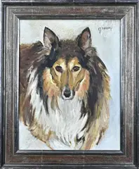 Portret collie hond by Cornelis Jan Mension, Olieverf op linnen, offered Jul 2024
