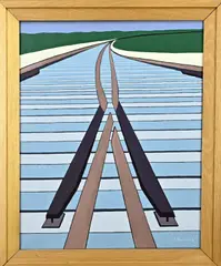 Henk Bernink, Spoorrails wissel, Acryl op linnen