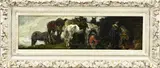 Prof. J.H. Jurres, Ruiters bij rustende paarden, Olieverf op paneel