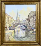 Hendrik Schaap, Stadsgezicht Delft, Gouache op papier