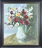 Daniel Mühlhaus, Vaas met bloemen, Olieverf op linnen