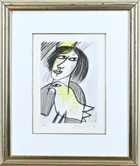 Guillaume Cornelis van Beverloo, Vrouw met duif, 1996, Litho op papier