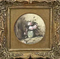 Hubert Bellis, Vaas met rozen, Aquarel op papier
