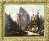 G. Wuthrich, Berglandschap, Olieverf op linnen