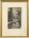 Johannes Anthonie Balthasar Stroebel, Lezende vrouw, Aquarel op papier