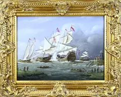Thomas Heesakkers, Zeeslag, Olieverf op paneel