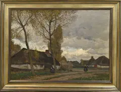Eugen Kampf, Landschap met boerderij, Olieverf op linnen