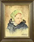 Ad Ce. Guntsert, Portret meisje, 1947, Olieverf op linnen