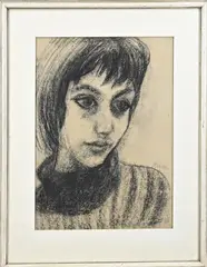Paul Citroen, Portret meisje, Houtskool op papier