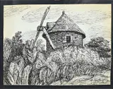 Johan Haanstra, 1953 Fr, Windmolen, Zwarte inkt op papier