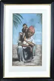 Paul van Gijn, Indonesische jongen met aap, Pastel op papier