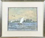 Piet de Regt, Zeilboten op Markermeer, Gemengde techniek op papier
