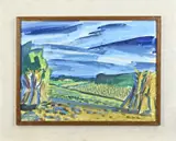 René P. Tonneyck, Korenschoven te Laren, Gouache op papier
