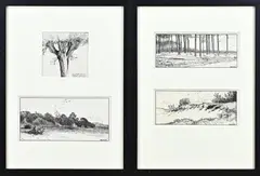 Johan Briedé, Landschappen, Zwarte inkt op papier