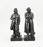 2x Beeld, Mozart + Beethoven, Twee figuren van terracotta