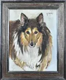 Cornelis Jan Mension, Portret collie hond, Olieverf op linnen