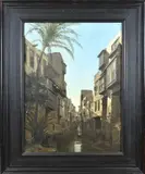 Franz Kasper Vinck, Kanaal in Cairo, Olieverf op linnen