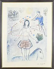 Lithografie Marc Chagall, Figuren in circus, Lithografie Marc Chagall
