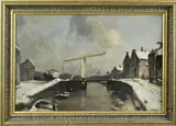Ype Wenning, Oudewater in de winter, Olieverf op linnen