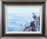 Henk Dekker, Zeegezicht vanaf boeg van schip, Olieverf op linnen