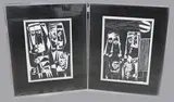 Twee werken van Eef de Weerd, Abstract, Zwarte inkt op papier